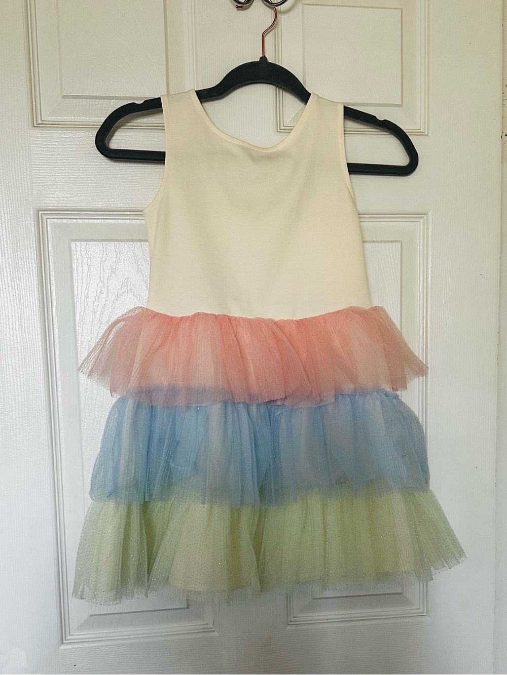 H&M Cream Girls Dress with Layered Tulle Skirt